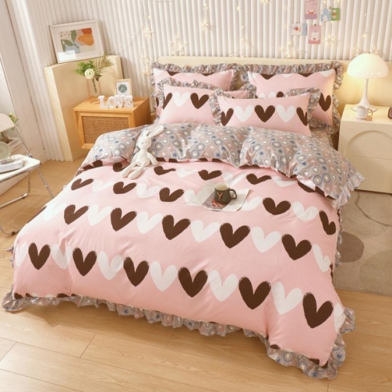 Bettrock Vierteiliges Bettlaken-Set im Prinzessinnen-Stil, Bettbezug, Bettwäsche, Schlafsaal-Bettlaken, dreiteiliges Set