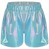 Girls Metallic Sparkly Shorts Elastic Waist Jazz Dance Cheerleading Stage Performance Costume Bottoms
