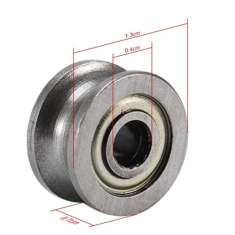 Oumefar U-Groove Bearing 10pcs U624zz Carbon Steel Shell U-Groove Pulley Roller Metal U Type Guide Pulley Wheel Roller Bearing 0.51inch OD for Window