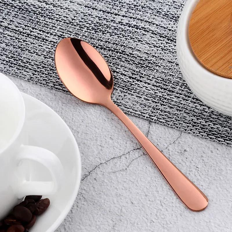 

8 Colors Tea Spoons Stainless Steel Coffee Spoon High Quality Dessert Cake Fruit Spoons Gold Small Snack Scoop Dinnerware Tools