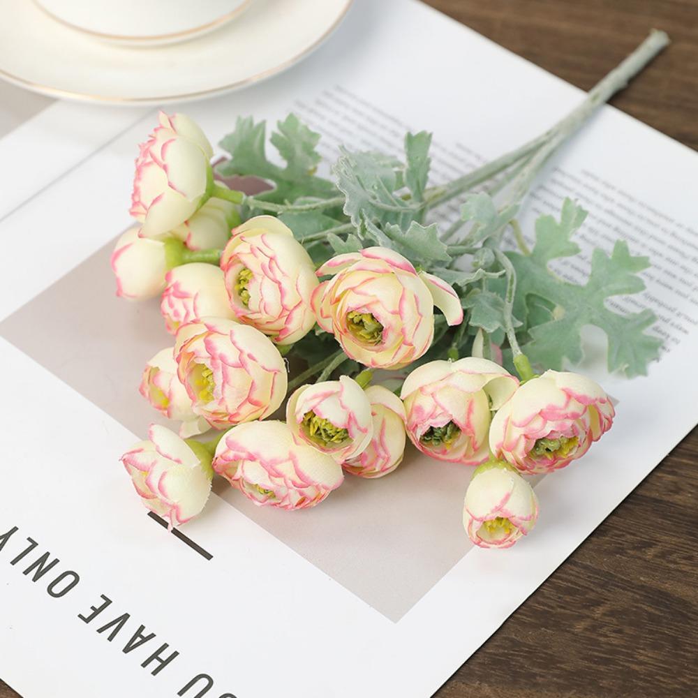 Multicolor Simulation Camellia Flower 15 Heads Faux Flower  Wedding Ornament