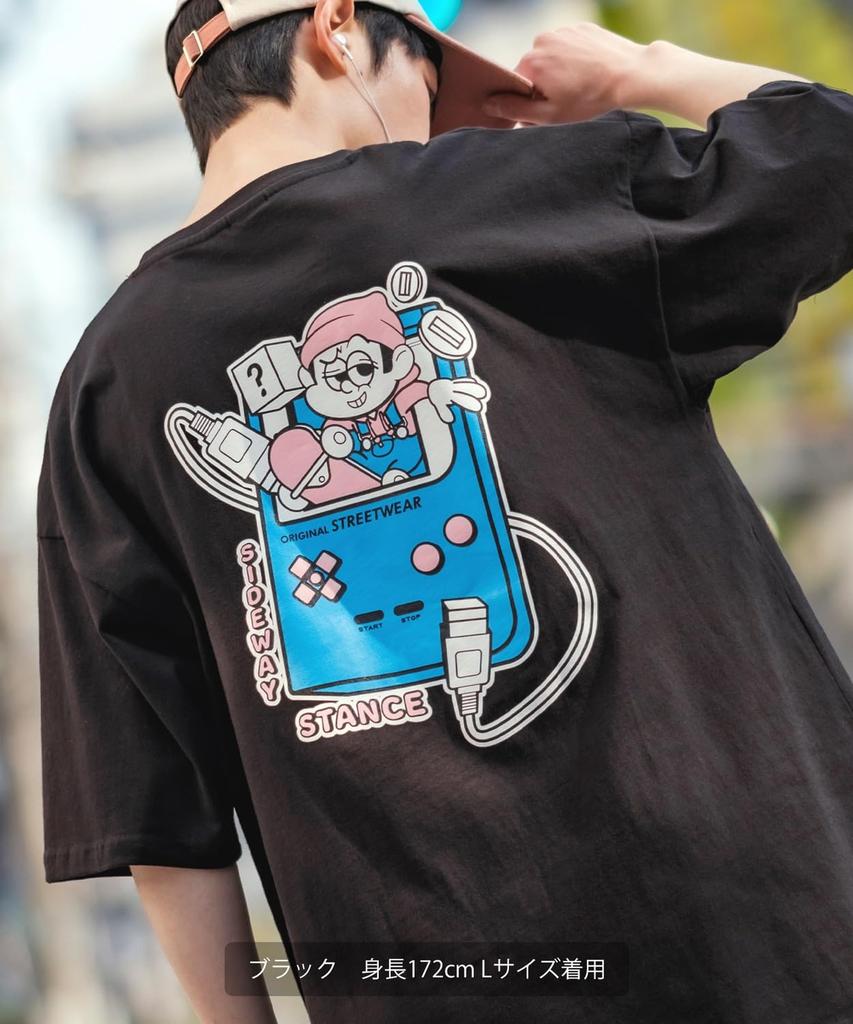 IMPROMES Casual SIDEWAYSTANCE Short Sleeve Game Print T-Shirt, Men's, Black