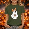 Kids Halloween Printed Short Sleeve T-Shirt Loose Fit Round Neck Casual Tee