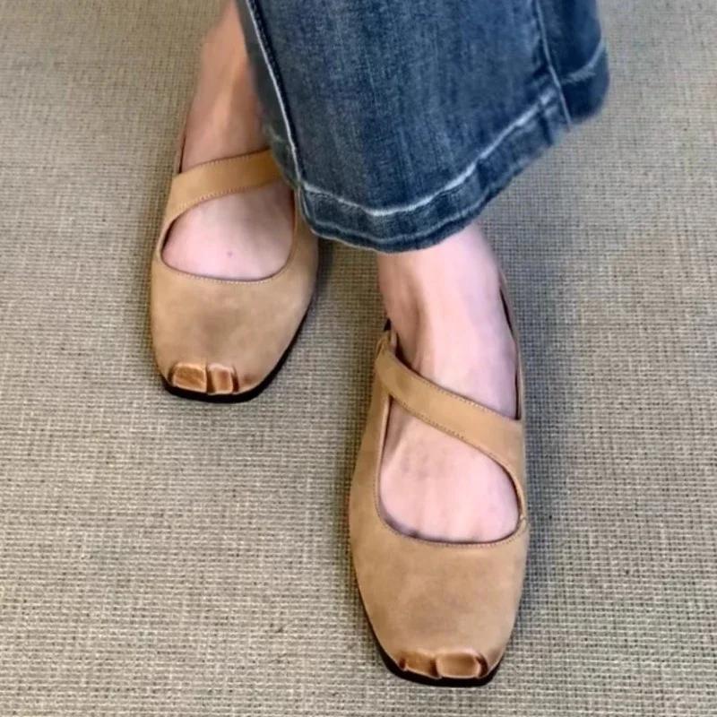 Modische Schuhe für Damen 2024 Hohe Qualität Slipper Damen Ballerinas Mode Quadratische Zehenpartie Lässige flache Schuhe Neu Flache Ausschnitt Niedrige Absätze Zapatos