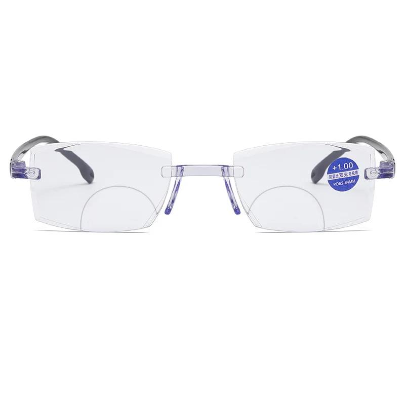 Retro Reading Glasses for Men Women Rimless Anti-blue Presbyopic Eyewear Frameless Trimming 1.0 To 4.0 Eyewear