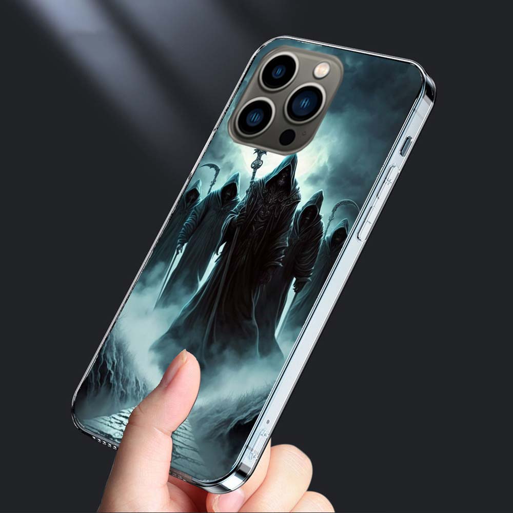Tod Sensenmann Schädel Handyhülle Für Iphone 16E 15 Pro 14 Plus 17E 16 17 Pro Max Air 11 12 13 Mini Stoßfest Capa Niedlich Cov