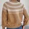 Herbst Winter Vintage Locker Langarm Oberteil Druck Farbe Strickjacke Strickware O-Ausschnitt Pullover