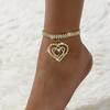 1PC Women's Fashion Trendy Peach Heart Foot Chain Zircon Accessories Suitable for Date, Party, Festival Gifts