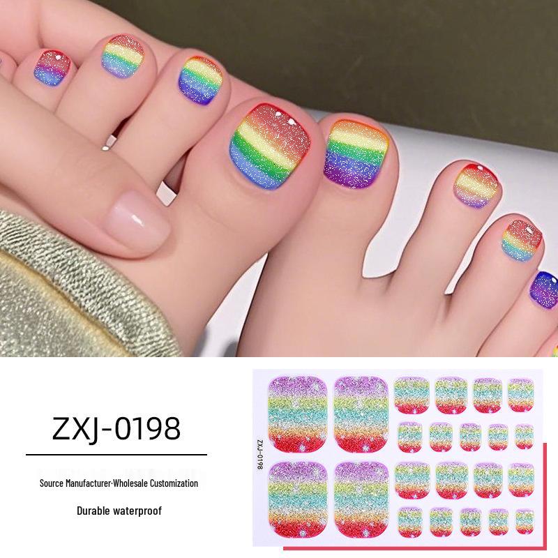 Summer Rainbow Ombre Glitter Waterproof Toenail Stickers