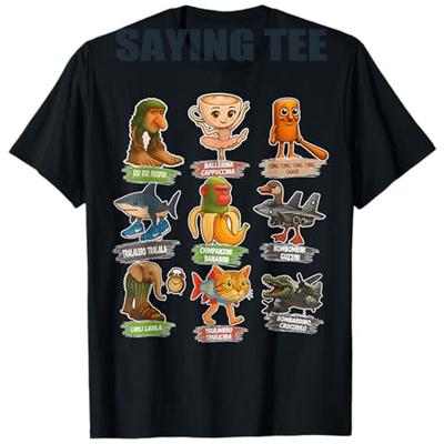 İtalyanca Beyin Yetersizliği Meme Komik Tüm Beyin Yetersizliği Hayvanlar Mizah Tişört Sevimli Y2k Tasarımı Grafik Kıyafet erkek modası Yenilik Hediye