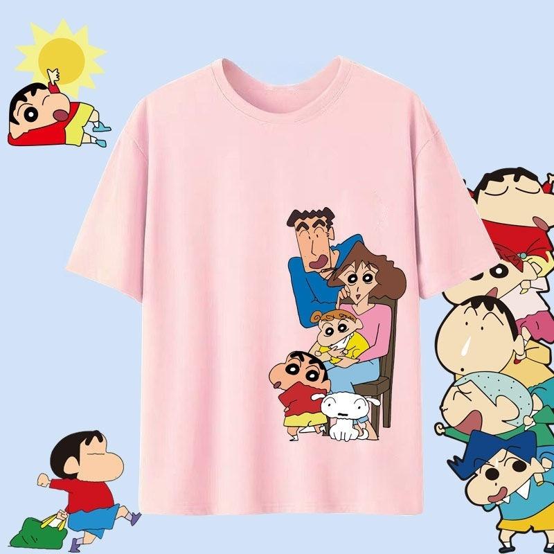 Crayon Shin Chan Shinnosuke Shiro Hug Print T Shirt Women Oversized Cute Cartoon Short Sleeve Casual Tee Top