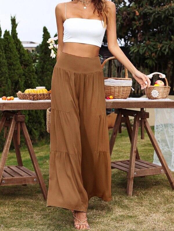Summer Khaki Casual Cotton Linen High Waist Pants For Women Office Lady Loose Trousers Fashion Solid Baggy Pants Spodnie