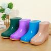 Short tube four-season women's mother waterproof and non-slip cleaning rain shoes with cotton cover to keep warm