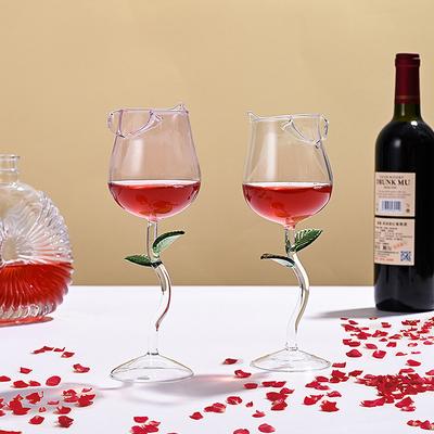 Roséwein Glas Romantisches Cocktail Rotwein Glas 150/400ml Rose Blumenförmig Saft Champagner Glas Tasse Bar Hochzeit Dekoration