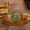 Retro Owalny Rzeźbiony Duży Klamra Skórzany Pasek PU - Unisex Casual Pasek
