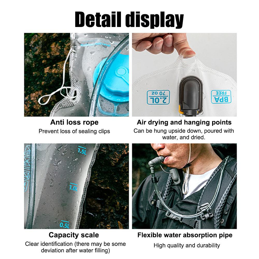 TPU Soft Flask Collapsible Sports Water Bottle Outdoor Foldable Water Bladder 2L Running Riding