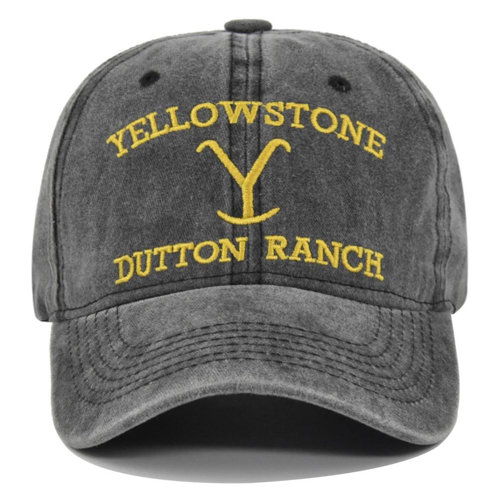 Cool Hat Women's Y Embroidered Baseball Cap Yellowstone Embroidered Peaked Cap Washed Distressed Curved Brim Hat Sun Hat Cm