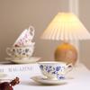 220ML English Afternoon Tea Cup and Saucer Set Elegant Ceramic Coffee Mug Cup  Home Office Cafe Restaurant Drinkware Gift