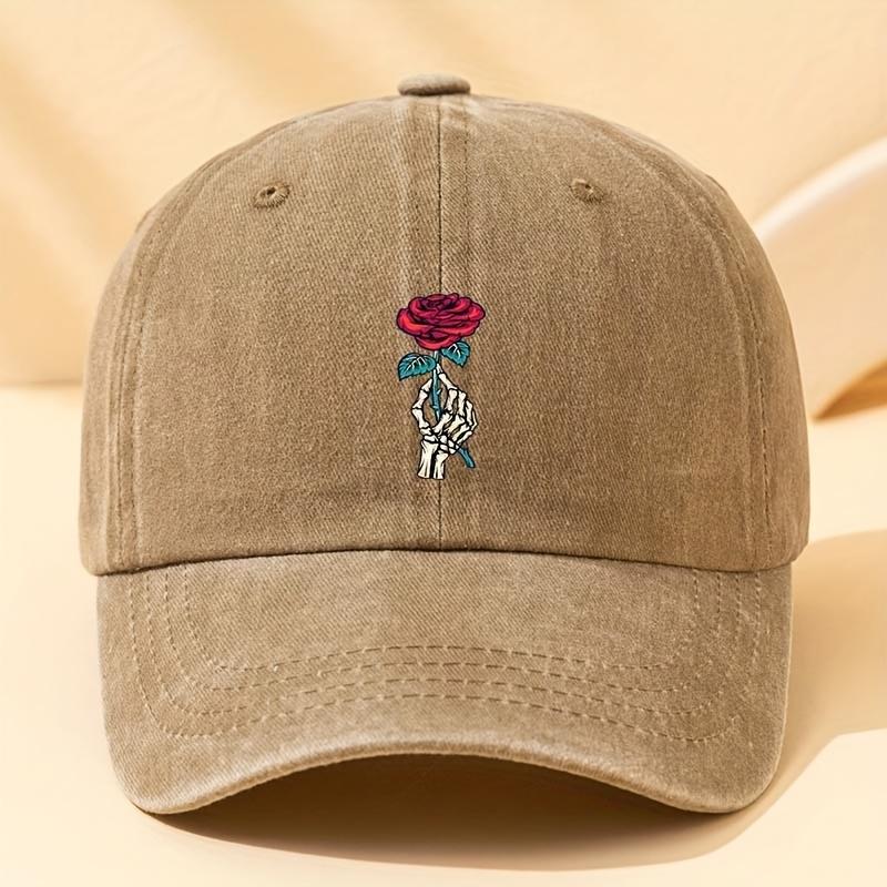 Modische Baseballkappe mit Rosenmuster, multifunktionale Outdoor-Freizeit-Entenschnabelkappe