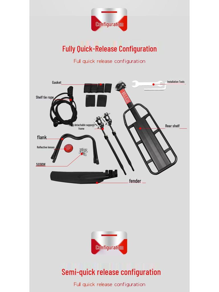 Aluminum Alloy Quick Release Bicycle Cargo Rack for Road and Mountain Bikes