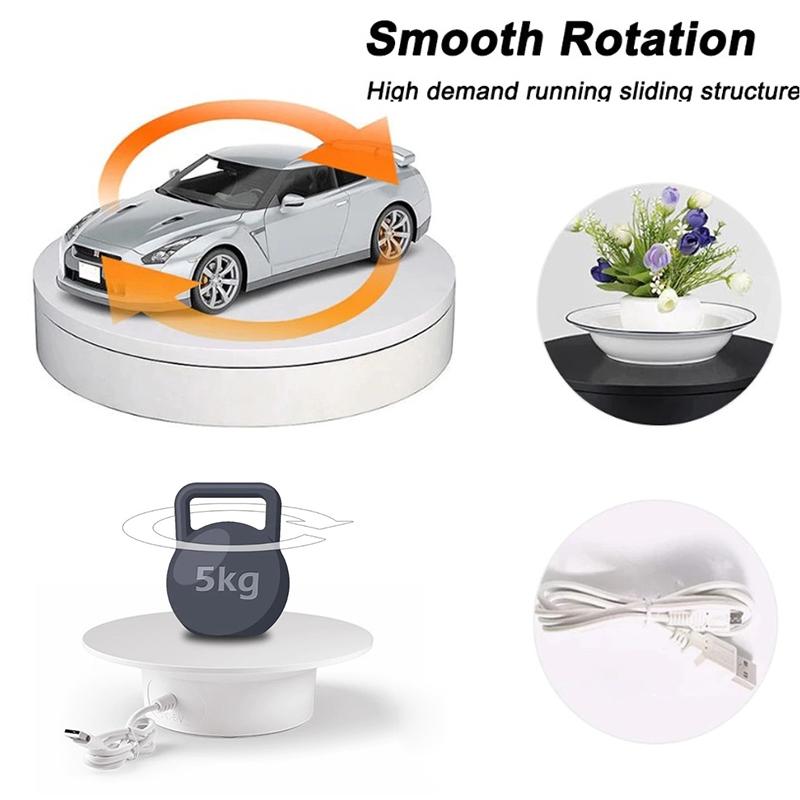 Electric 360° Rotating Display Turntable 15/20cm Stand for Jewelry Small Product Shooting Showcase
