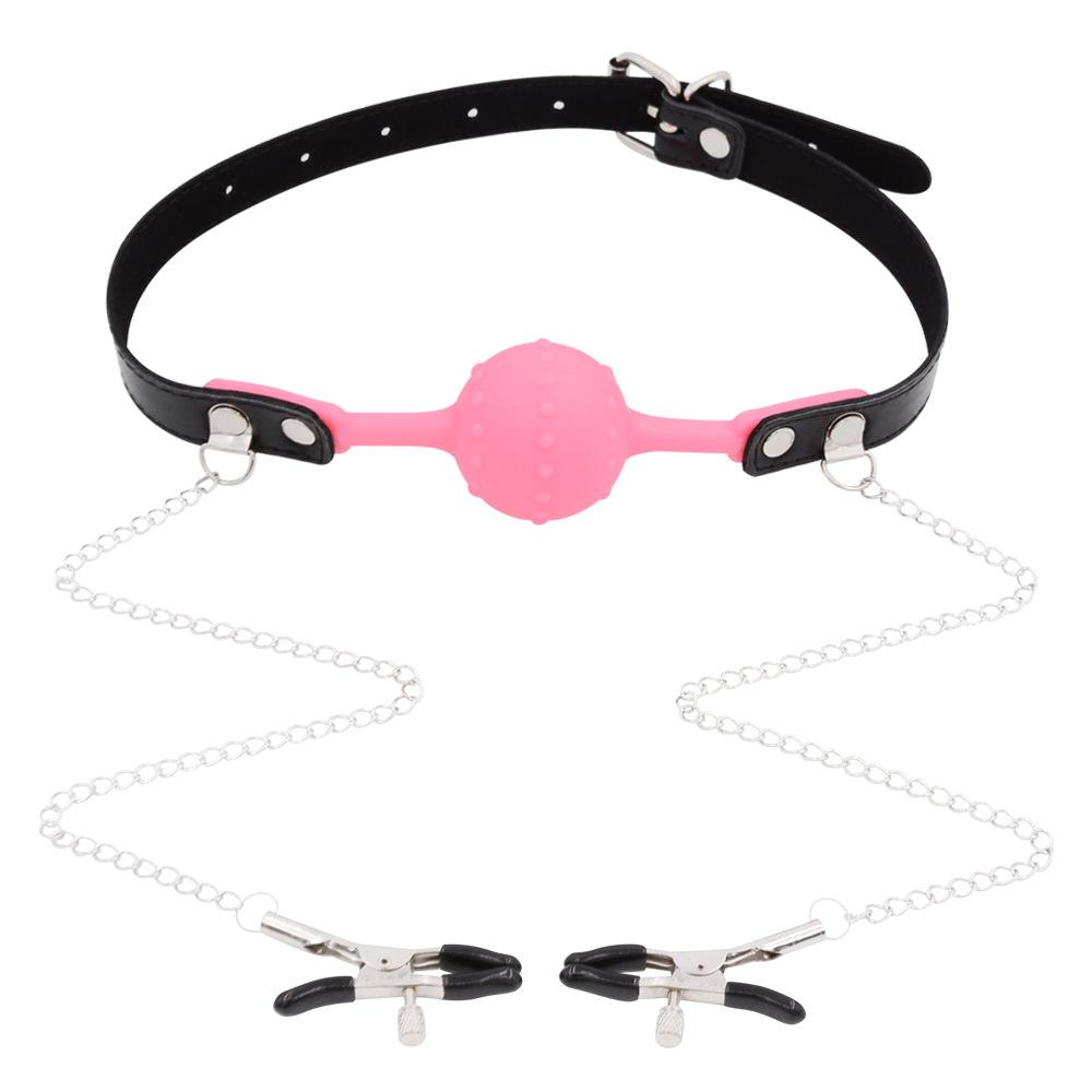SM Training Props Silicone Mouth Ball Ball Gag Sexy Nipple Clamp Men and Women Bondage and Discipline Adult Sex Product
