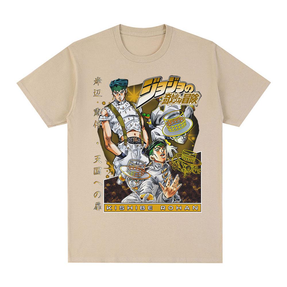 Anime Jojo Bizarre Adventure Rohan Kishibe T-Shirts Unisex Damen Sommer Freizeit Baumwolle Neu Kurze Ärmel Übergroßes Oberteil Streetwear