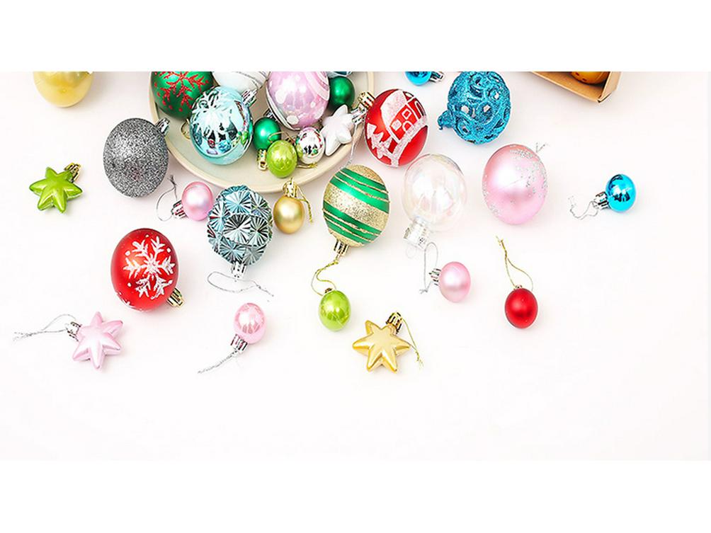 6CM Electroplated Irregular Painted Christmas Ball Ornaments Gift Box Set - Tree Hanging Decorations