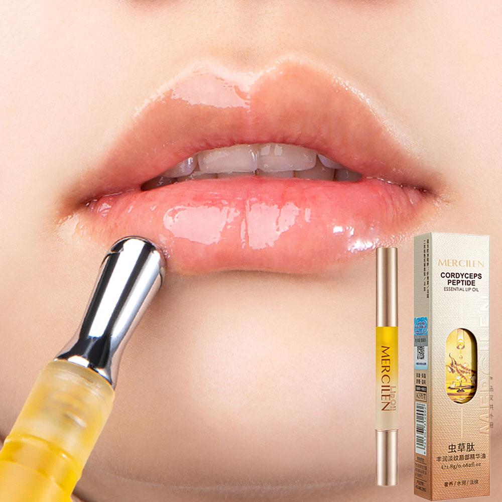 Deep Moisturizing Light Line Double Lip Care Essence Oil Anti Wrinkle Firming Lip Balm Plump Lipstick Korean Makeup Cosmetics
