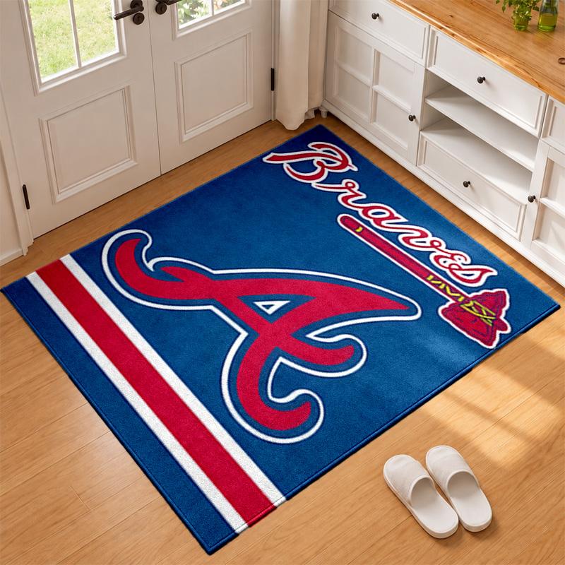 Atlanta Braves Carpet Door Mat for Living Room or Bedroom Protective Mat Under Chair Office Decoration Christmas Gift Birthday Present