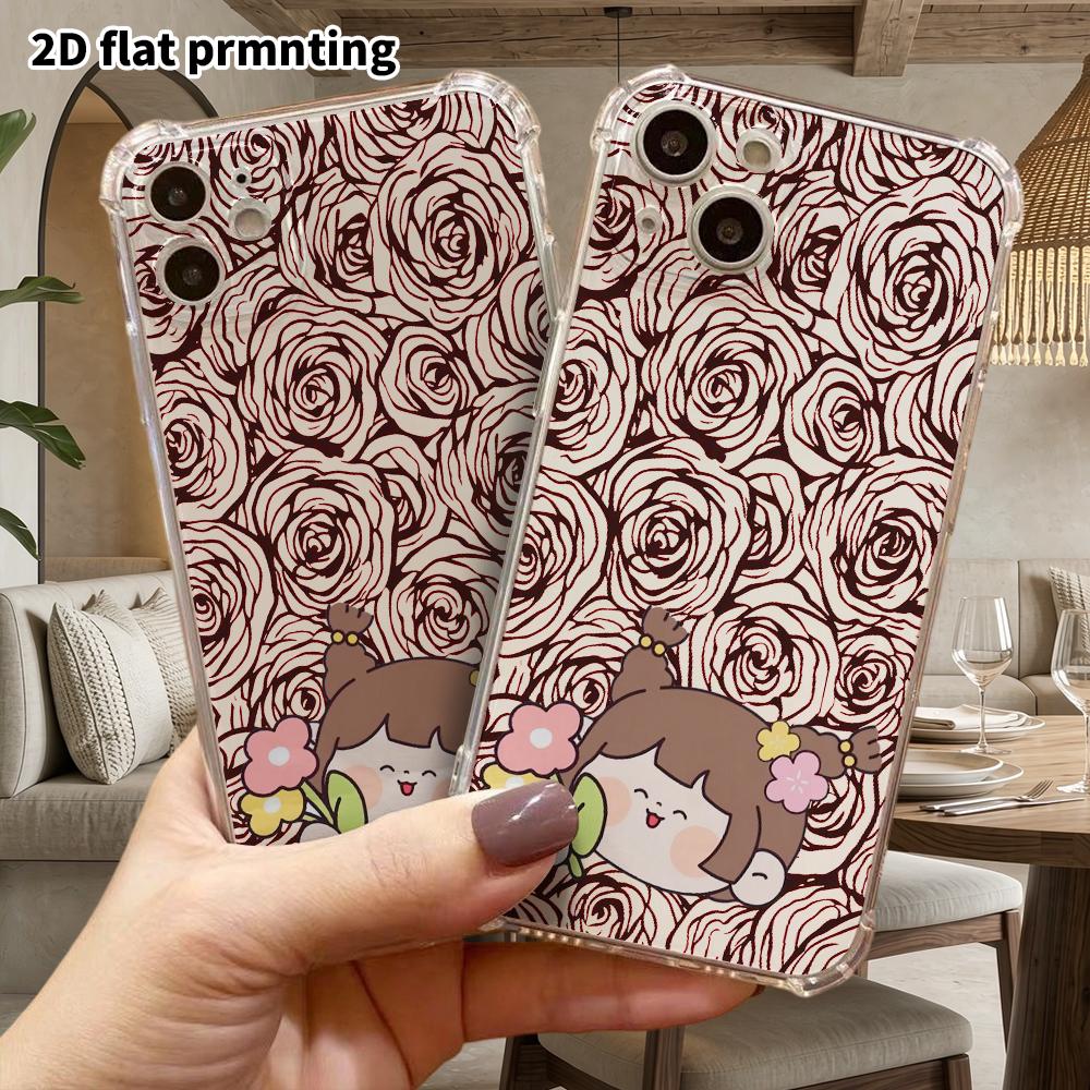 Phone Case: 2D Flat, Fits iPhone 18 17 16 15 14 13 Pro, Transparent with Corner Protection, Double Bun Hairstyle, Christmas and Halloween Gift