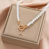 2026 A-Z Pendant Pearl Chain Neckalces for Women Vintage Gold Color Zircon Letter Initial Necklace Trendy Custom Jewelry Gifts