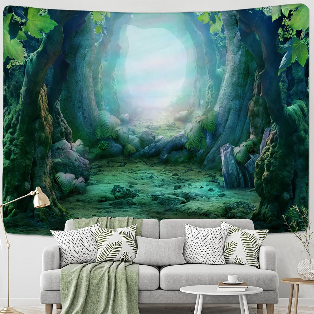 Schnee Berg Wald Ölgemälde Wandteppich Hängen Hippie Bohemian Psychedelic Tapiz Zimmer Wohnzimmer Dekor