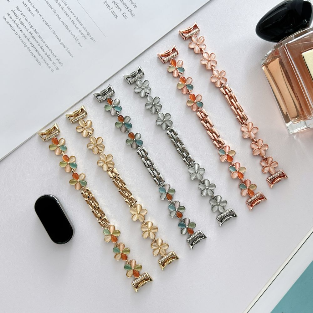 Smartwatch Straps for Mi Band 8 9 10 five Petaled Flowers Bracelet for Mi Band 8Pro 9Pro Wristband Redmi Watch 4 5 Metal Correas