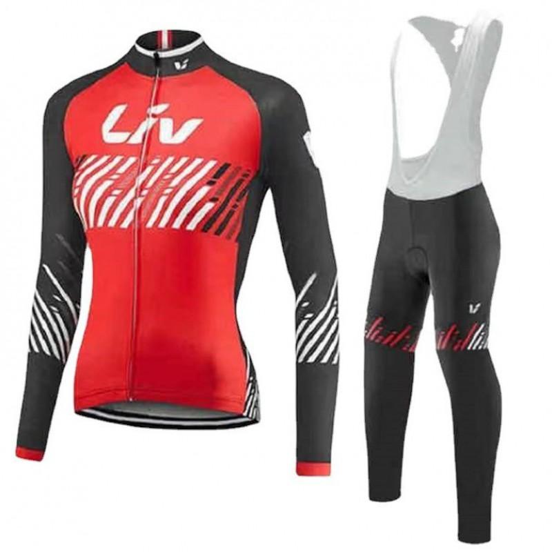 Womens Cycling Jersey Set Long Sleeve Breathable Quick Dry Riding Outfit Striped Design
