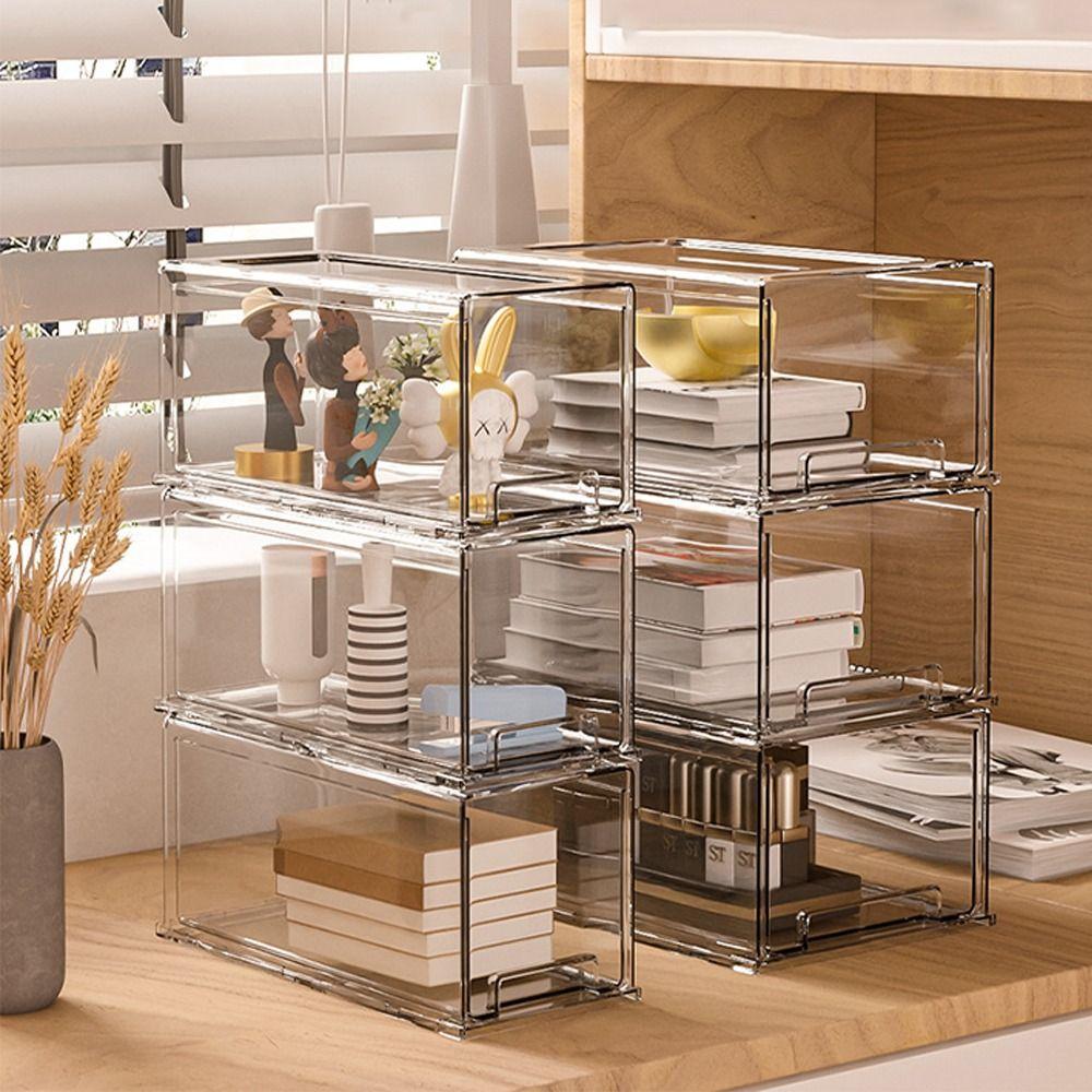 Transparent Cosmetic Storage Organizer Stackable Sundrie Holder  Home Office