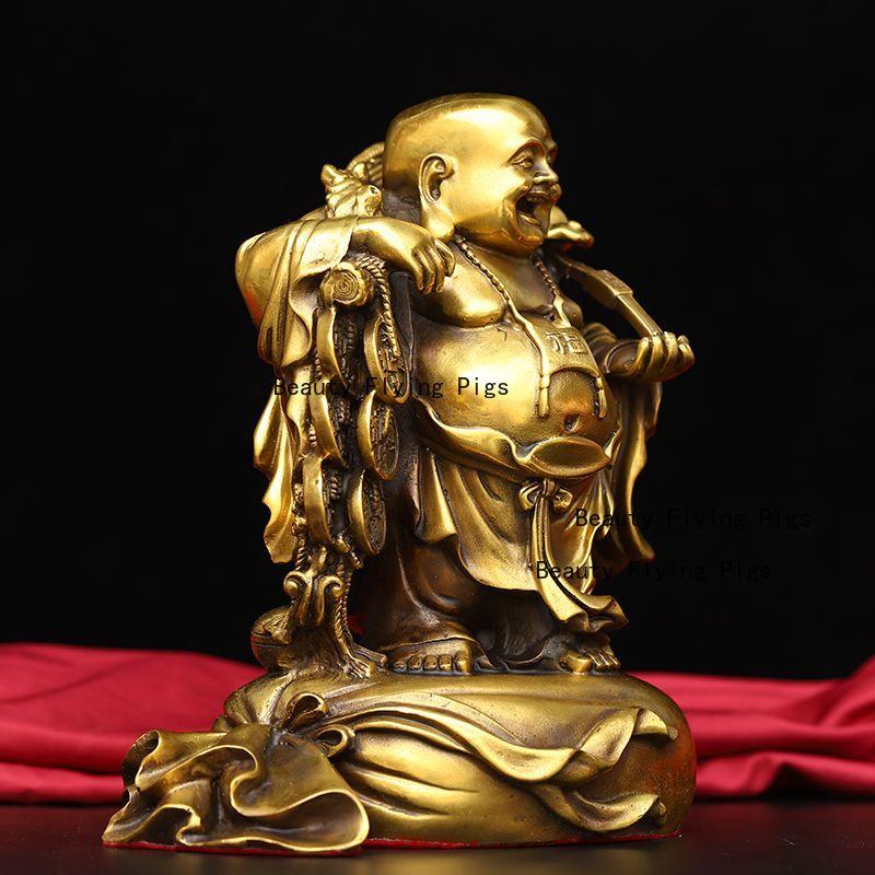 Ornamento in Metallo Buddha Maitreya Buddha Pancione Statua Ornamento Cinese Feng Shui Decorazione per la Casa Statua di Buddha per la Devozione