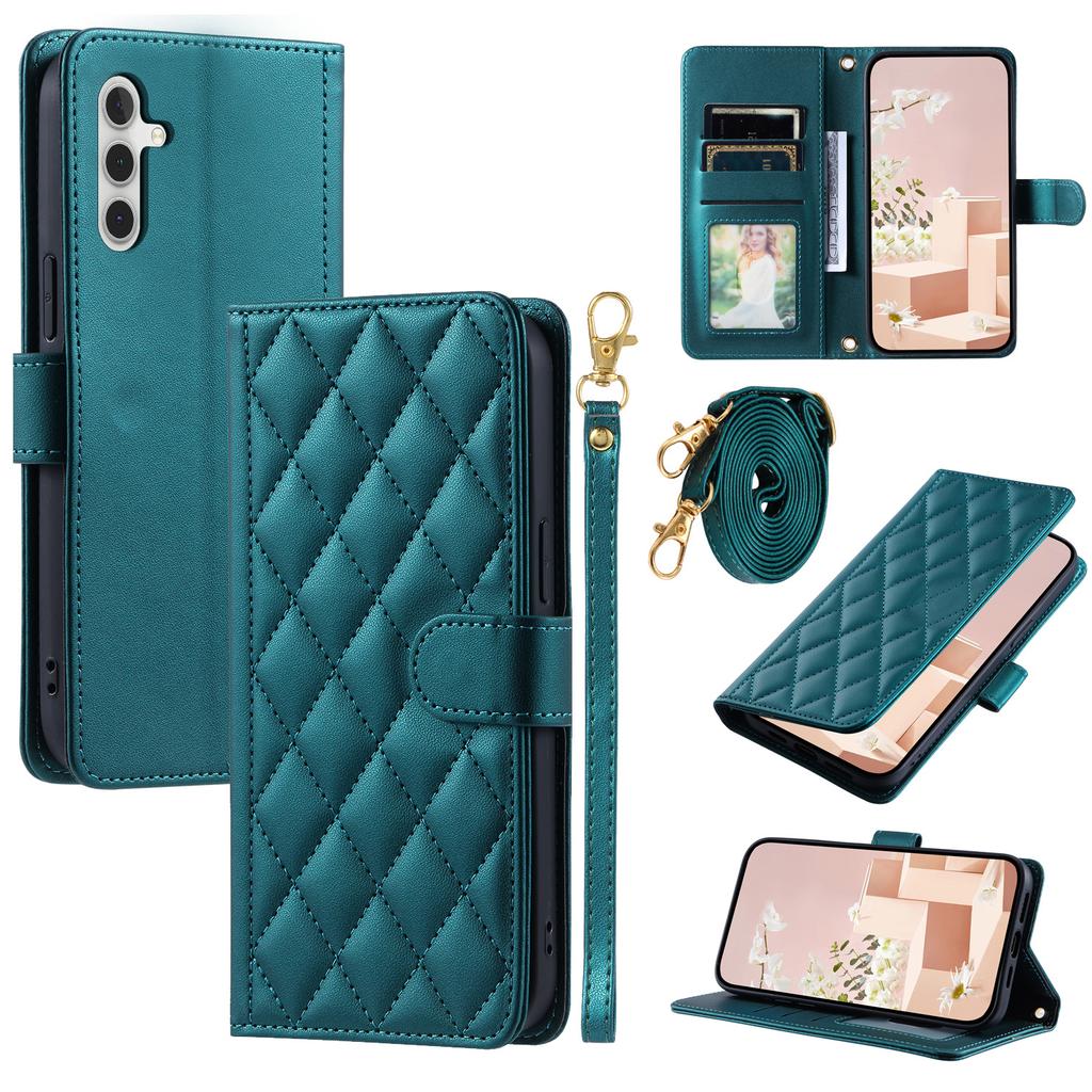 For Samsung Galaxy A34 5G Wallet Case Rhombus Leather Phone Cover Magnetic Clasp
