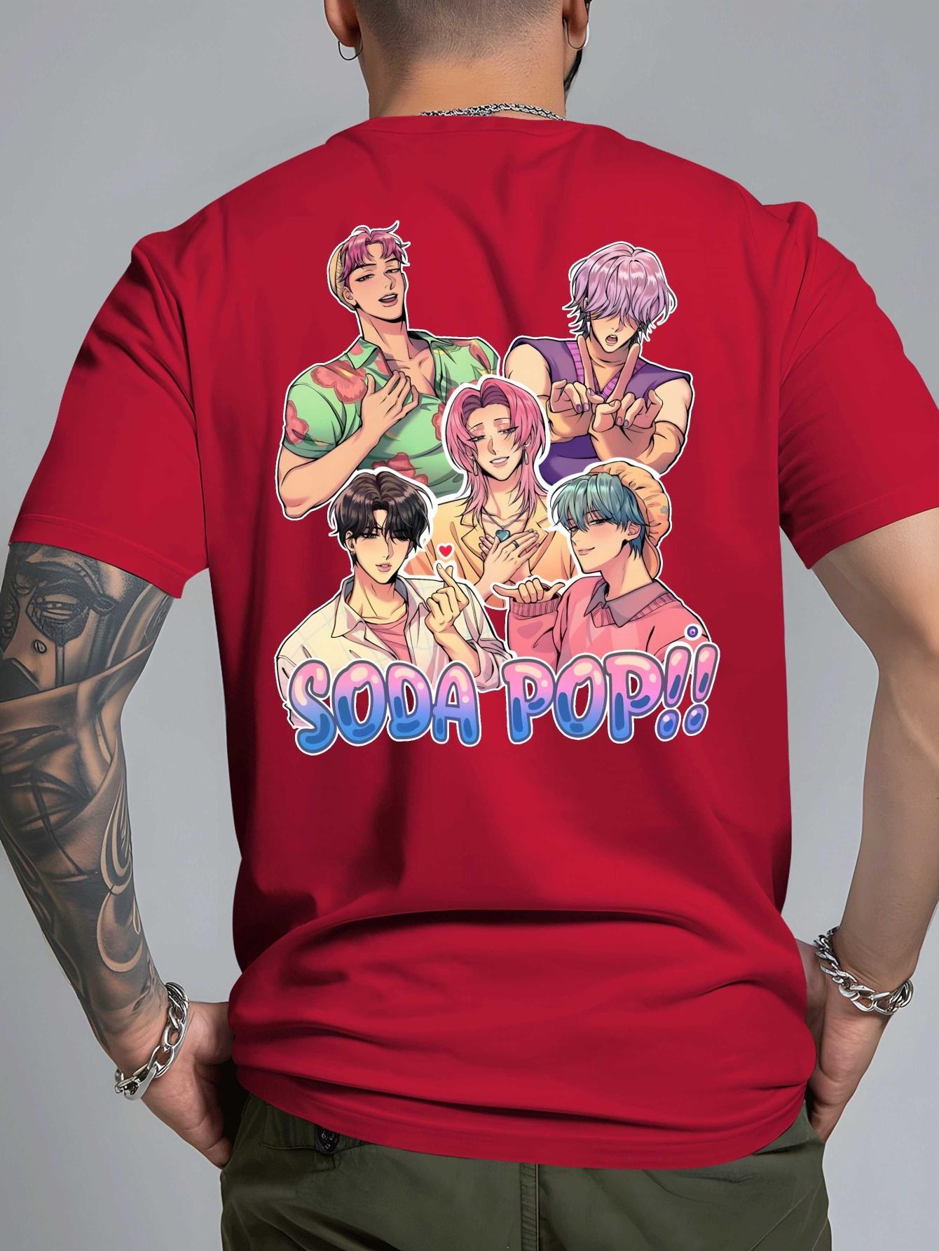 

Men s Kpop Graphic T-shirt Vibrant Yellow Soda Pop! Design Breathable Short Sleeve Round Neck Tee For Spring Vacation Style 3XL