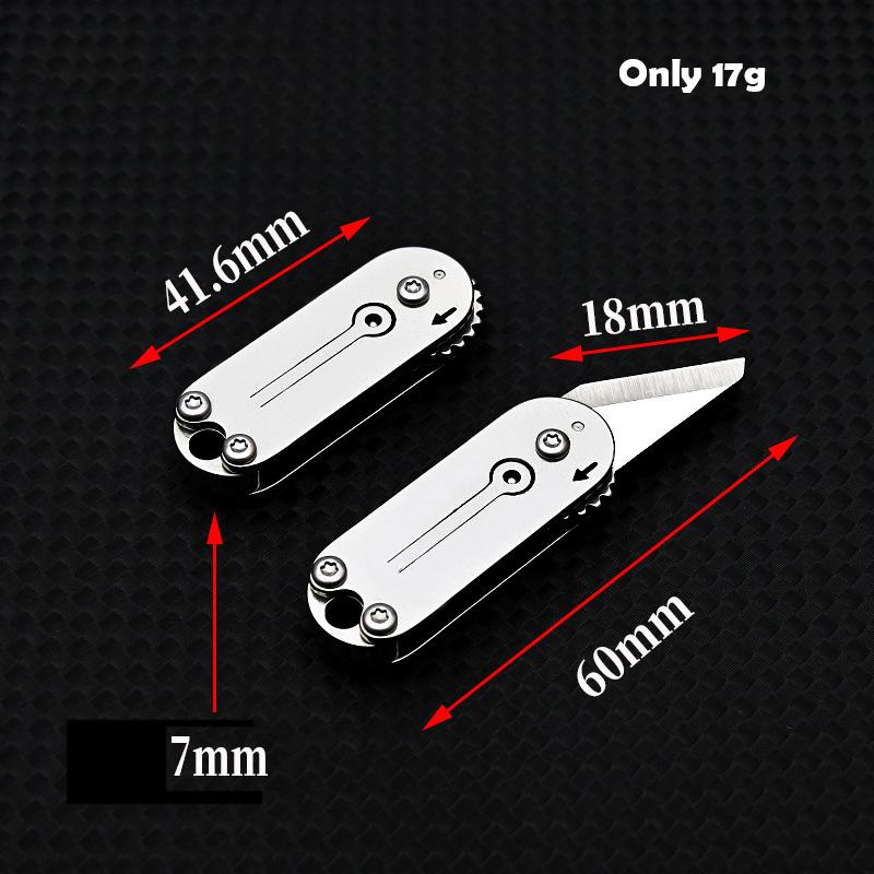 New Creative Mini Stainless Steel Folding Knife Pocket Thin Light Keychain Knives Sharper Fruit Pencil Unboxing Portable EDC Too