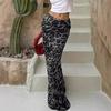 Women's Leopard Print Slim Fitted Pencil Skirt, Floor-Length Midi Skirt, Long Skirts