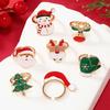 Children's Christmas Cartoon Enamel Ring - Cute Alloy Jewelry for Girls