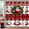 Christmas Tree Reindeer Bathing Curtain Bathroom Shower Curtain Waterproof With 12 Hooks Fishes Home Deco Free Ship