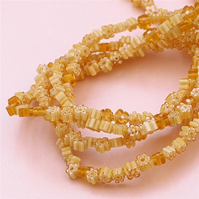 45Pcs Lampwork Beads Mixed Color Flower Pattern Glass Beads For Jewelry Making