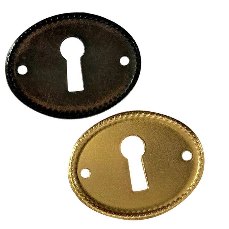 2Pcs Keyhole Cover Plate Oval Insert Furniture Key Escutcheons Door Drawer Plates Protector DIY Jewelry Making Metal Connectors