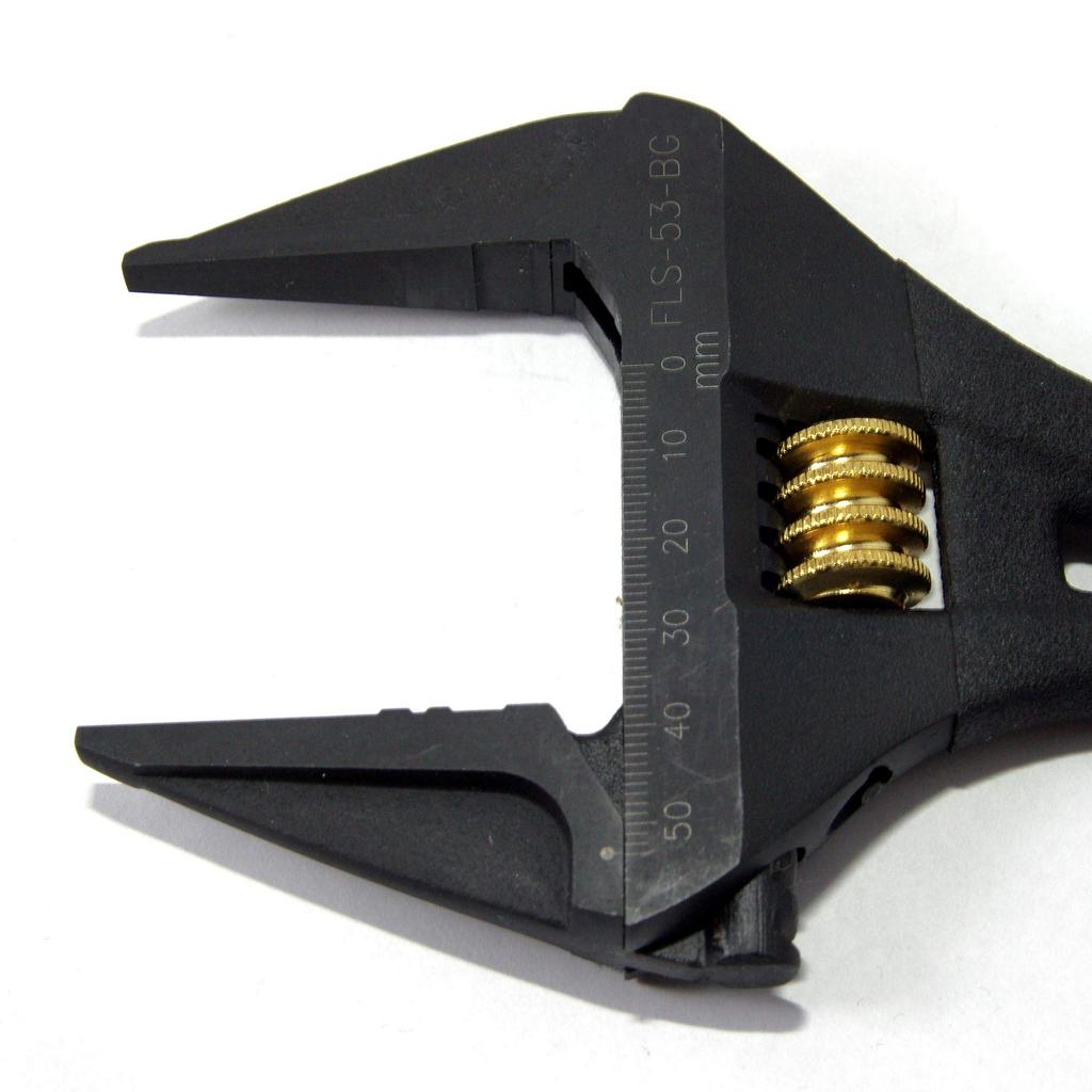 Fujiya Light Short Adjustable Black and Gold with Maximum 53mm Wrench, Grip, FLS-53-BG, Opening