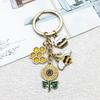 Sunflower Bee Honey Keychain - Pastoral Style Drip Oil Pendant