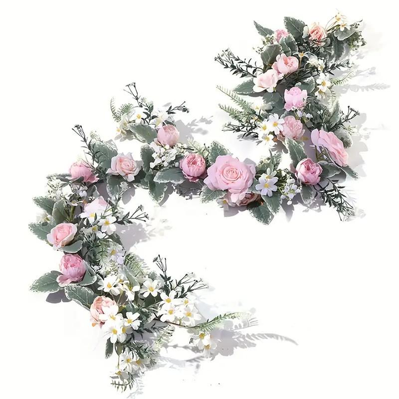 Artificial Rose Vine Garland Indoor Decor Hanging Ceiling Floral Wreath