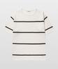 MANNERGRAM Striped Boat Neck 100% Cotton Short Sleeve Knit White