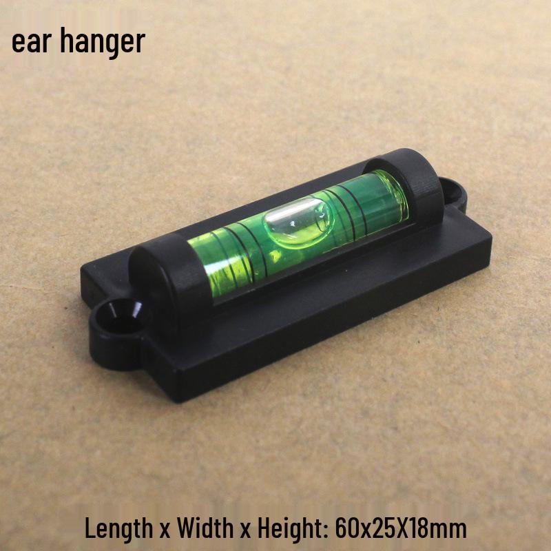 Black Plastic Spirit Level with Hanging Ear Rack and Screw Eyelet